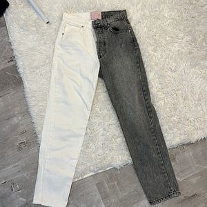 REVICE denim black and white high waisted jeans